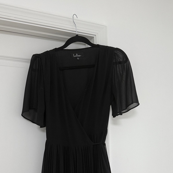 Lulu's Black Chiffon Midi Dress - Picture 2 of 4
